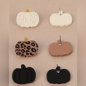 Fall pumpkin earrings set of 3